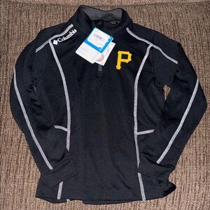 Kids Columbia Black Athletic Quarter-Zip with Yellow Pittsburgh Chest Logo